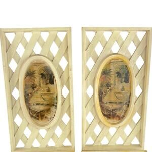 Vintage 1976 Burwood Garden Trellis Wall Plaques Shabby Chic Frames Decor